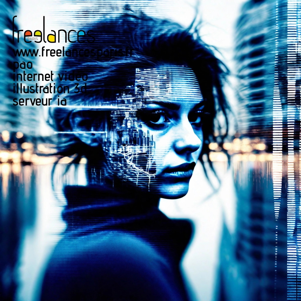 Pao mise en page internet vidéo illustration 3d serveur IA générative AI freelance paris studio de création magazines lze082i0